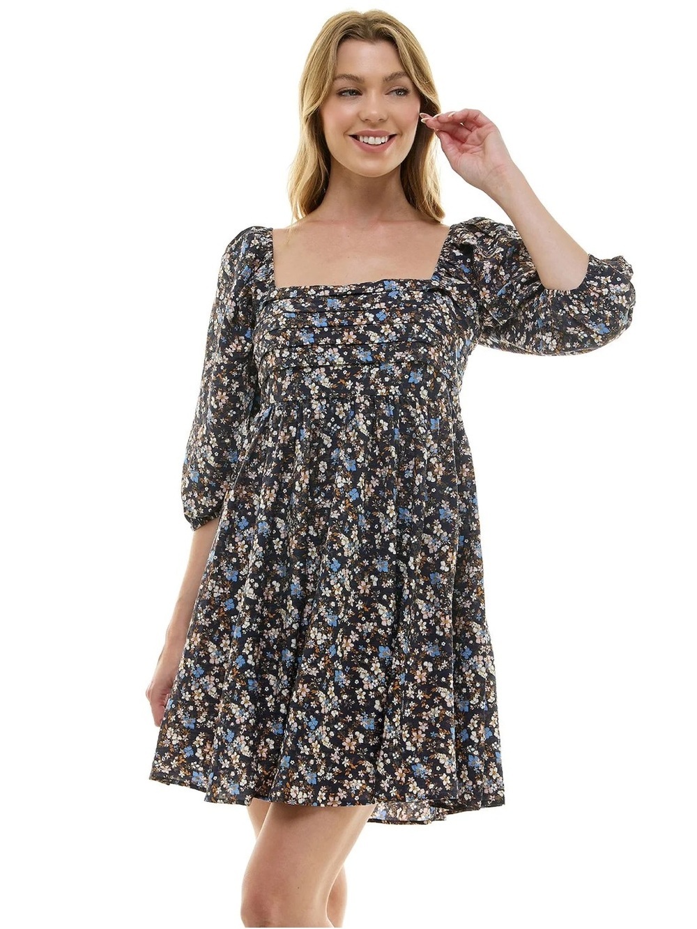 Lily Rose Pleated Bodice Skater Floral Mini Dress Juniors Medium Cottagecore NWT